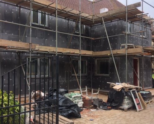 EPS Boarding Work In Progress 3 EPS boarding applied to a property with scaffold