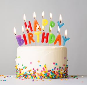 Strata Insulated Renders’ 2nd Birthday! Birthday cake with happy birthday candles to celebrate Strata second birthday