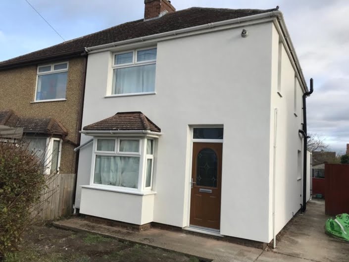 Completed External Wall Insulation on a Semi-Detached House